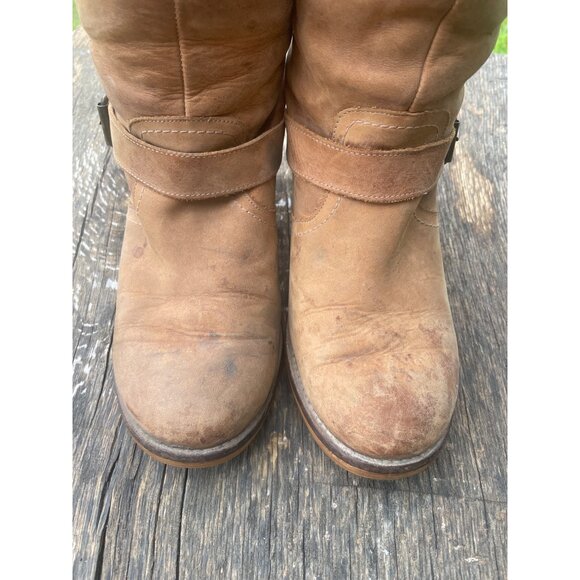 Vintage Buckled Brown Leather Knee-High Riding Boots For Women Sz 8.5 - Picture 2 of 7